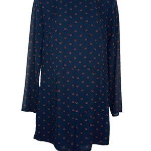 H&M Divided Womens Romper Navy Novelty Fox Print Chiffon 10